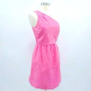 J.CREW Cocktail Dress Womens  0 Bridget Pink Metallic One Shoulder Wedding
